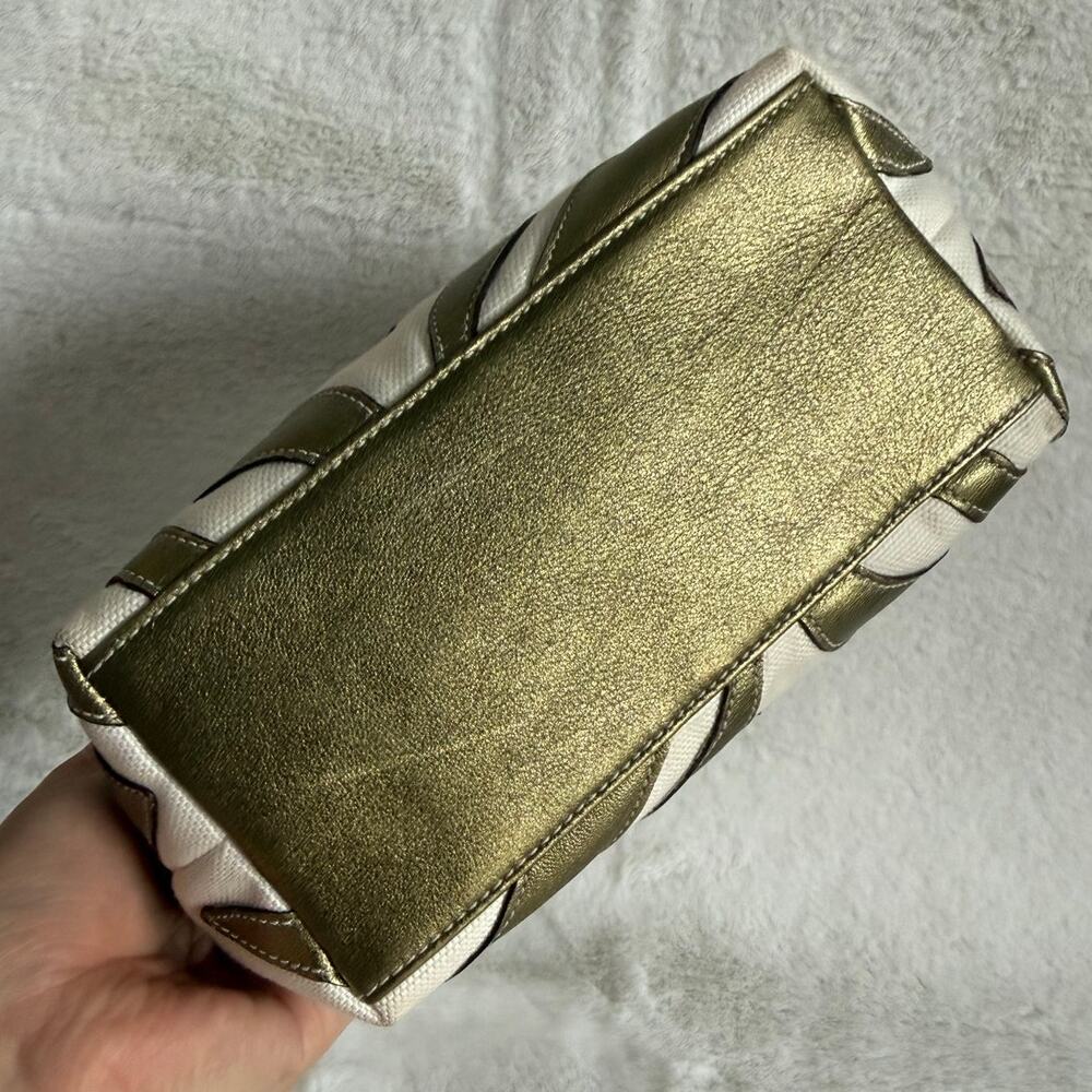 Vintage Coach y2k Rare Pouchette Metallic Bronze Zebra Top Handle Studded Bag - Picture 5 of 9